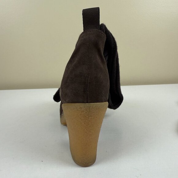Miss Albright Anthropologie Brown Suede Sock Sweater Heeled Boots - Picture 5 of 10